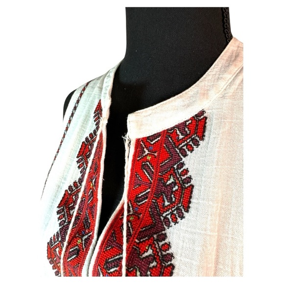 Madewell Embroidered sleeveless White Dress with Red Accents Size 10 - Picture 3 of 10